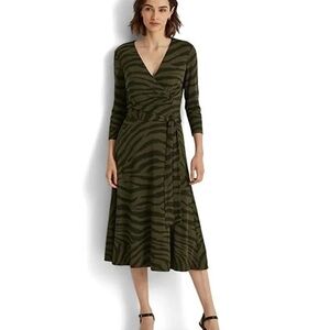 Lauren Ralph Lauren Green Zebra Print Midi Dress